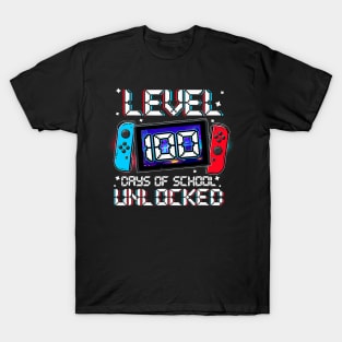 Level 100 Days Of School Unlocked Gamer Video Games Boys T-Shirt